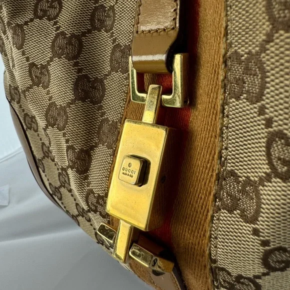 Gucci Beige and Brown Hobo Bag with Red Stripe - Picture 6 of 12